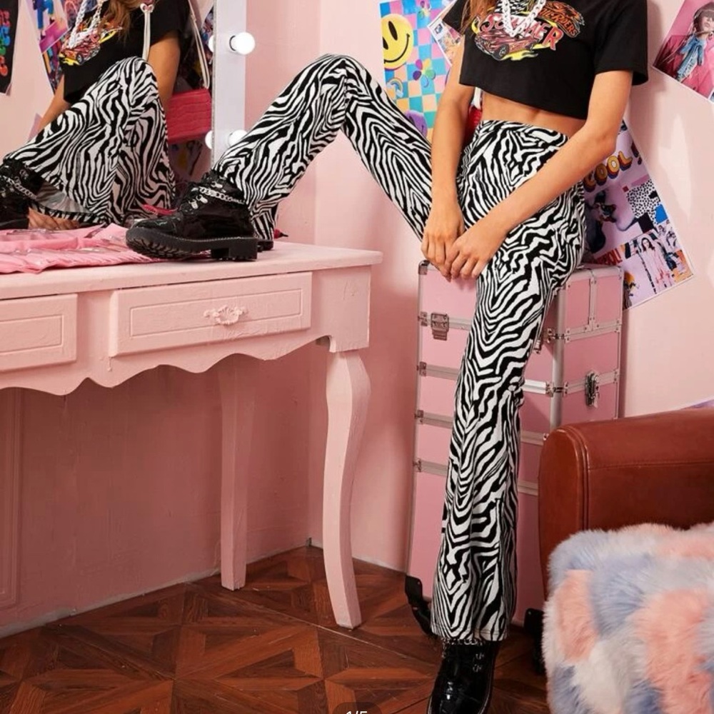 Shein zibra stripped flare pants